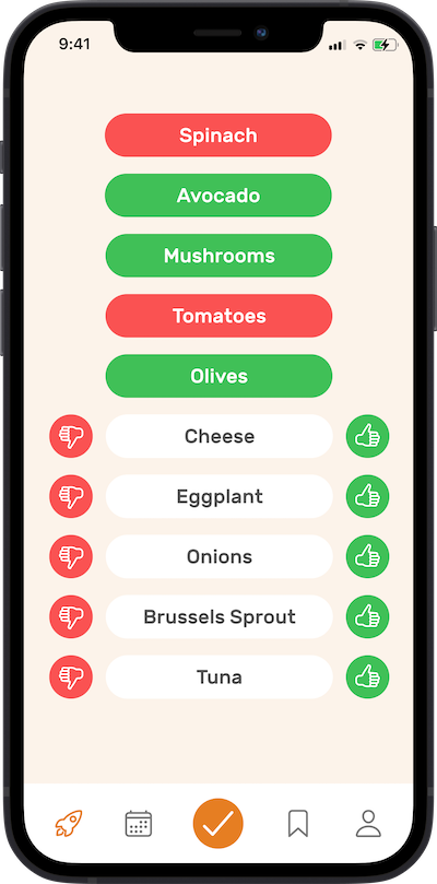 iPhone app preferences 
      selection screen